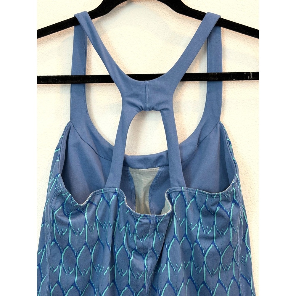 The North Face Tank Top Womens Size L Blue Geometric Built-In Bra Yoga Athletic - Picture 5 of 9